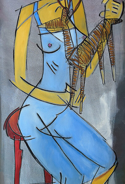 MULHER COM ARTESANATO CAINGUANGUE