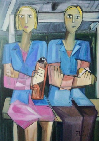 CASAL ESPERANDO CONDUÇÃO PARA FÁBRICA